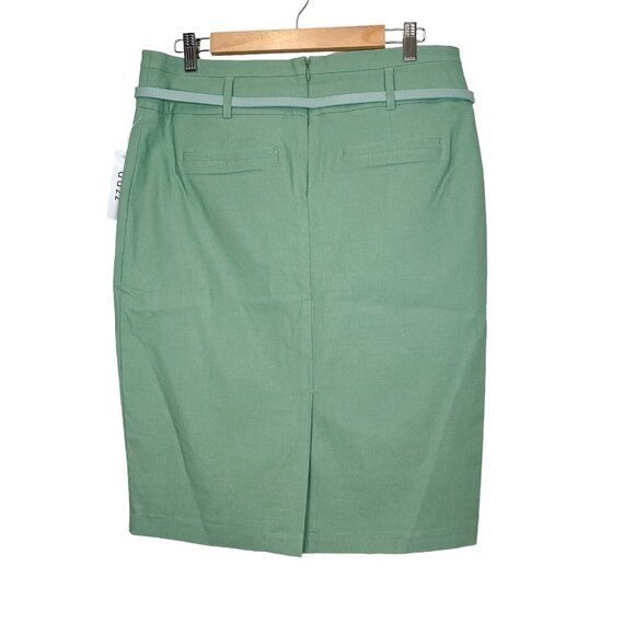 DAZZ Pencil Skirt Size‎ 1X Womens Green Stretchy Belted style D14487 - Picture 2 of 8
